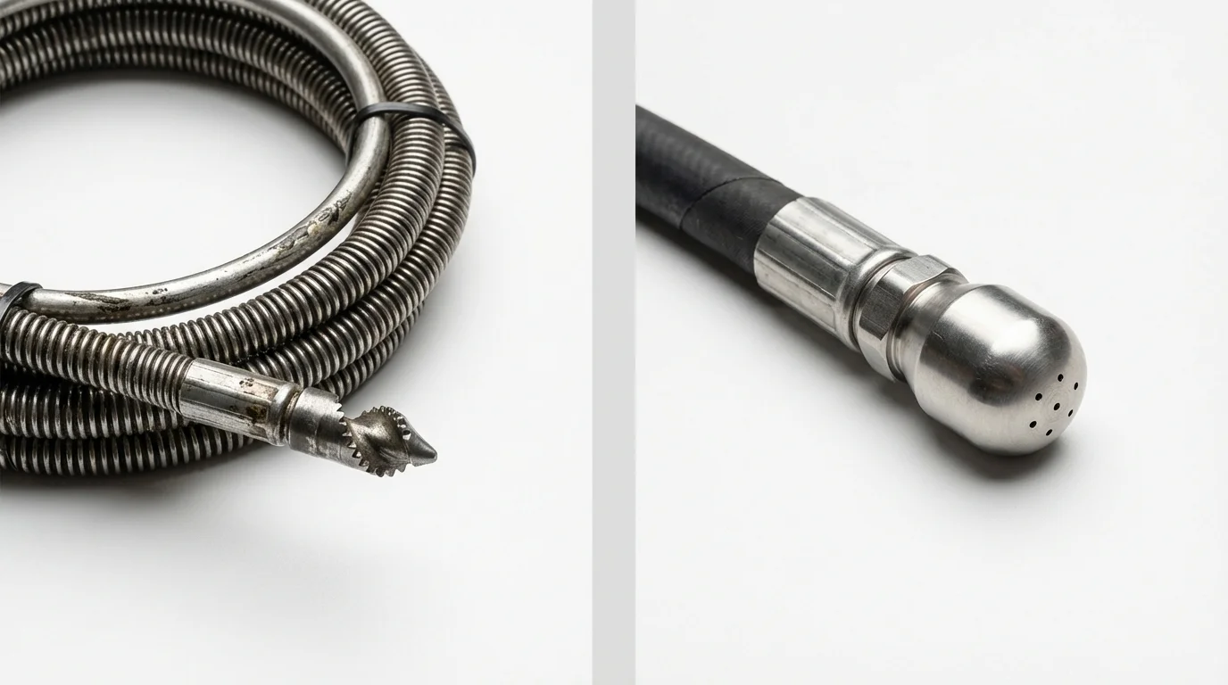 Drain snake cable and hydro jetting nozzle used for drain cleaning in Lebanon, NH
