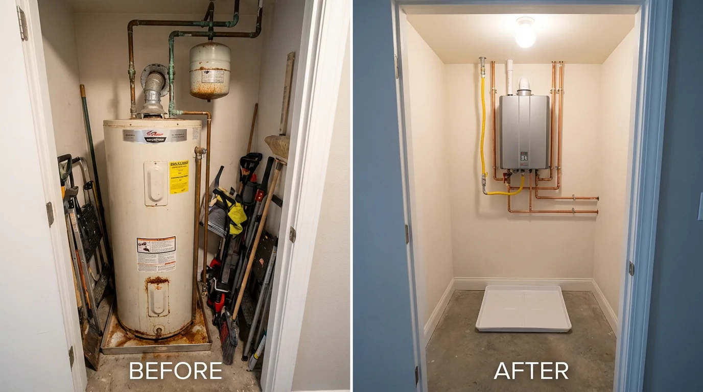 Tank water heater versus wall-mounted tankless unit comparison for Lebanon, NH homeowners